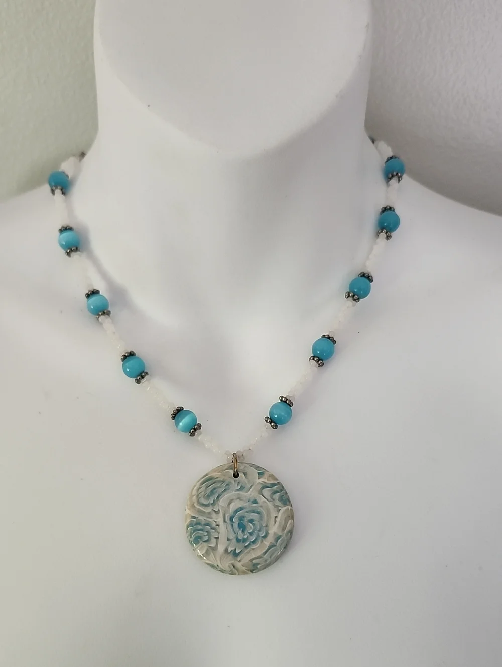 Handcrafted Turquoise Floral Pendant Necklace